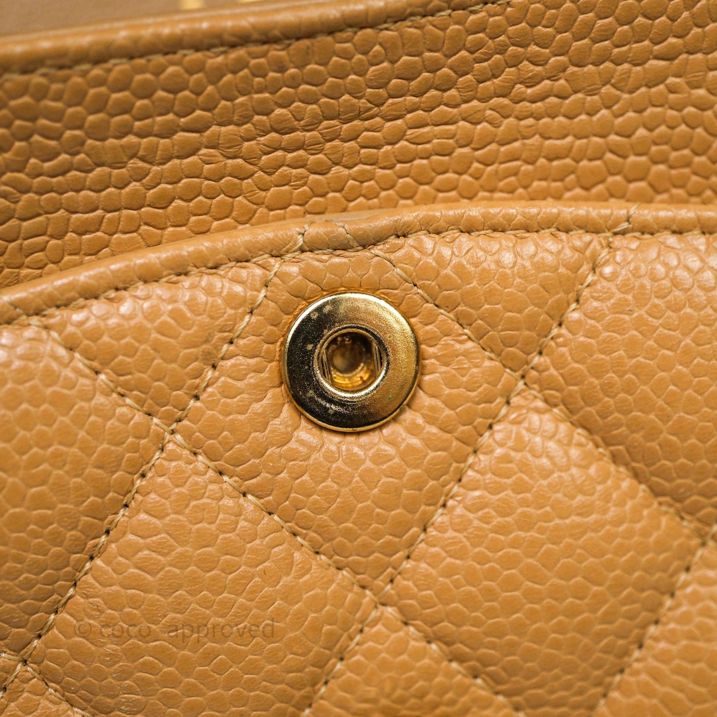 Chanel Vintage Small Classic Flap Beige Claire Caviar 24K Gold Hardware