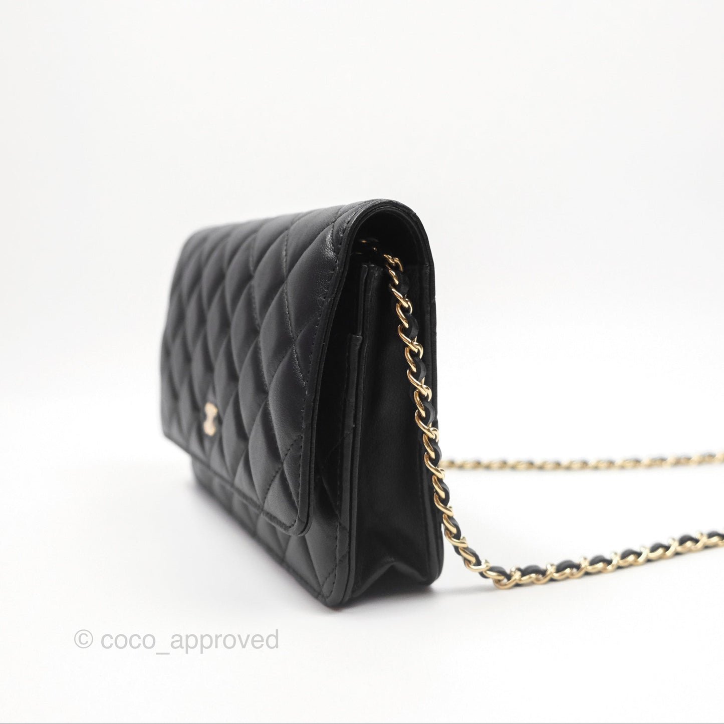 Chanel Quilted Classic Wallet on Chain WOC Black Lambskin Gold Hardware