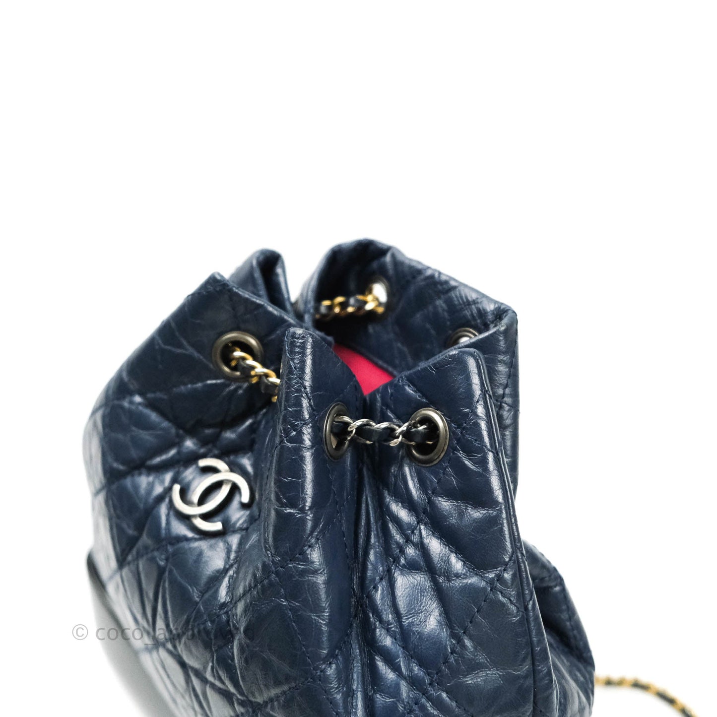Chanel Gabrielle Backpack Black Aged Calfskin Small Navy Black