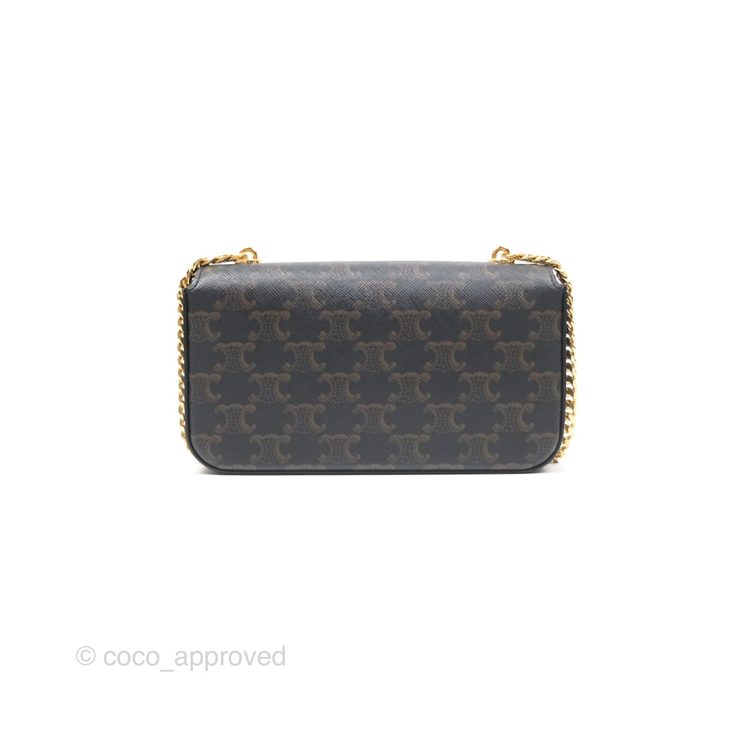 Celine Chain Shoulder Bag Claude in Triomphe Canvas Tan