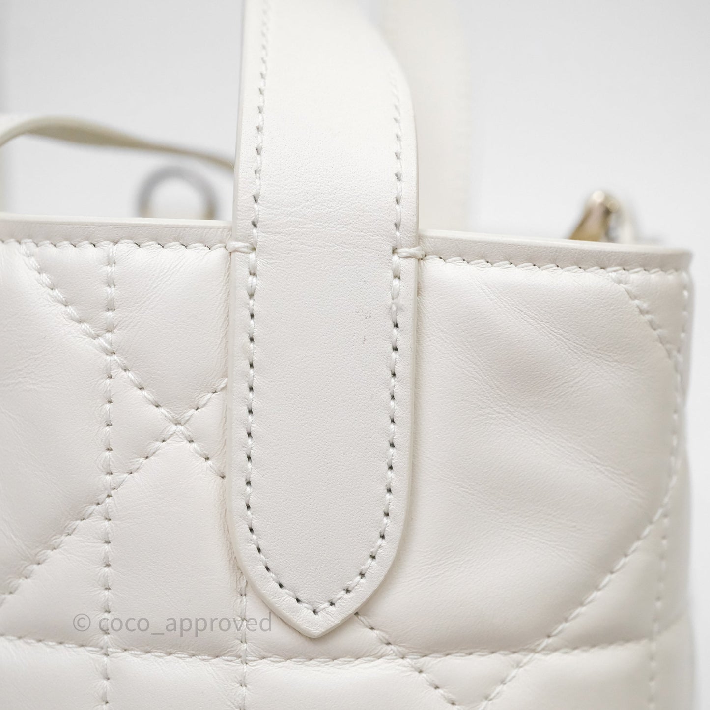 Christian Dior Small Toujours Vertical Tote Bag Latte Macrocannage Calfskin Gold Hardware