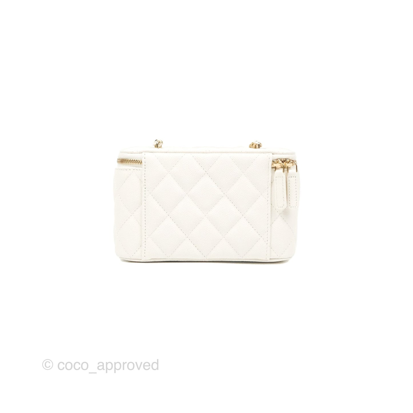 Chanel Classic Vanity Rectangular with Chain White Caviar Gold Hardware