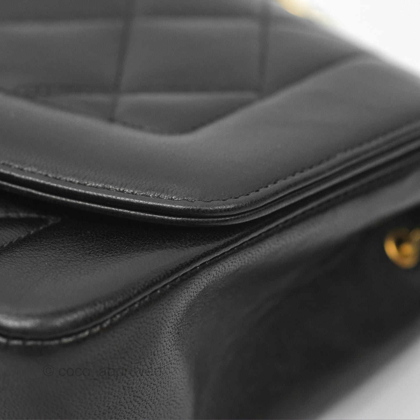 Chanel Vintage Small Quilted Classic Diana Flap Bag Black Lambskin 24K Gold Hardware