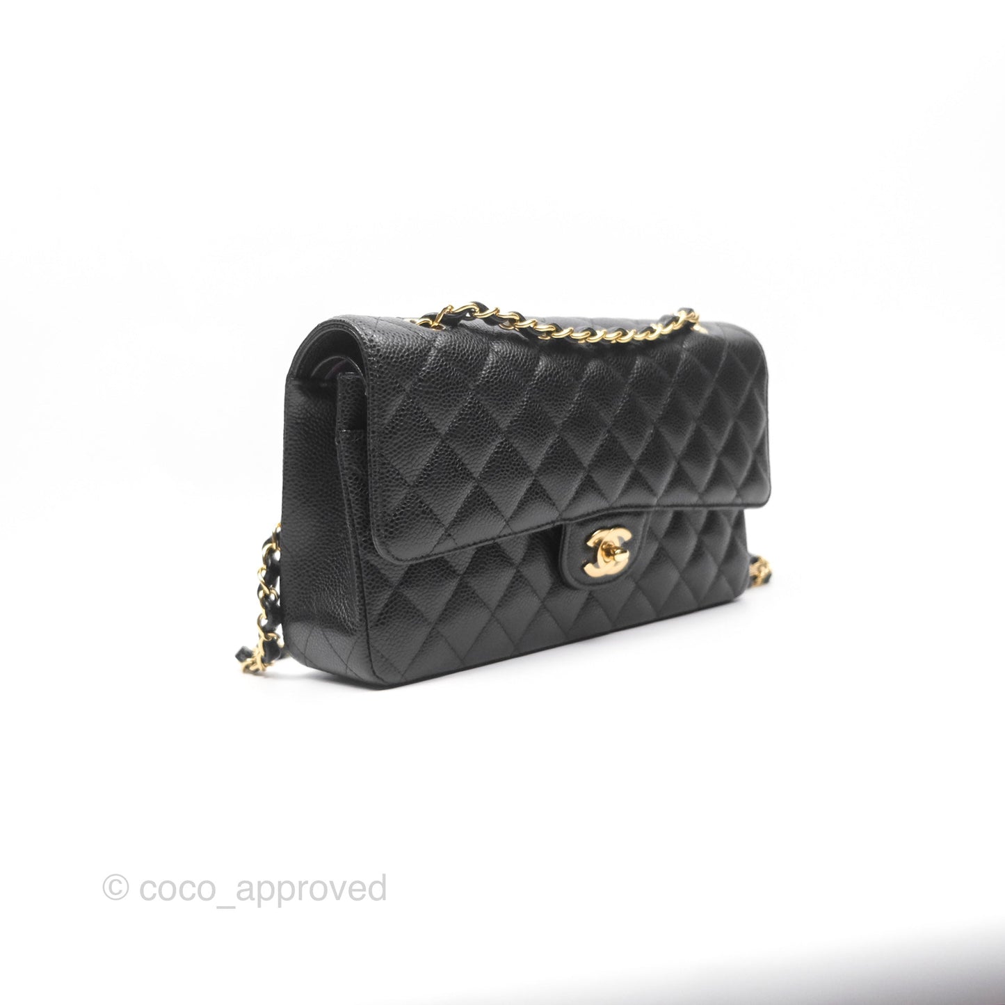 Chanel Classic M/L Medium Flap Quilted Black Caviar Gold Hardware