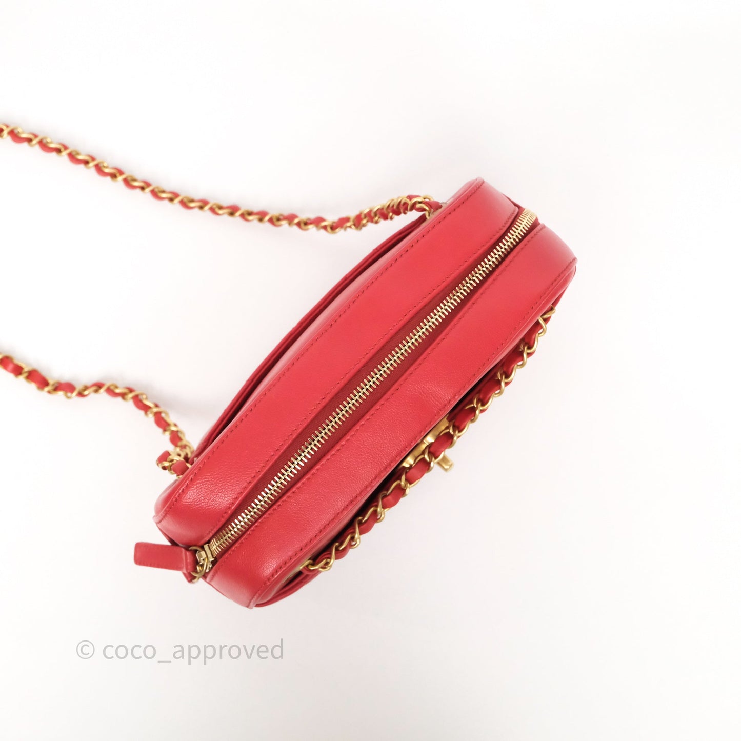 Chanel Infinity Camera Case Red Goatskin Aged Gold Hardware