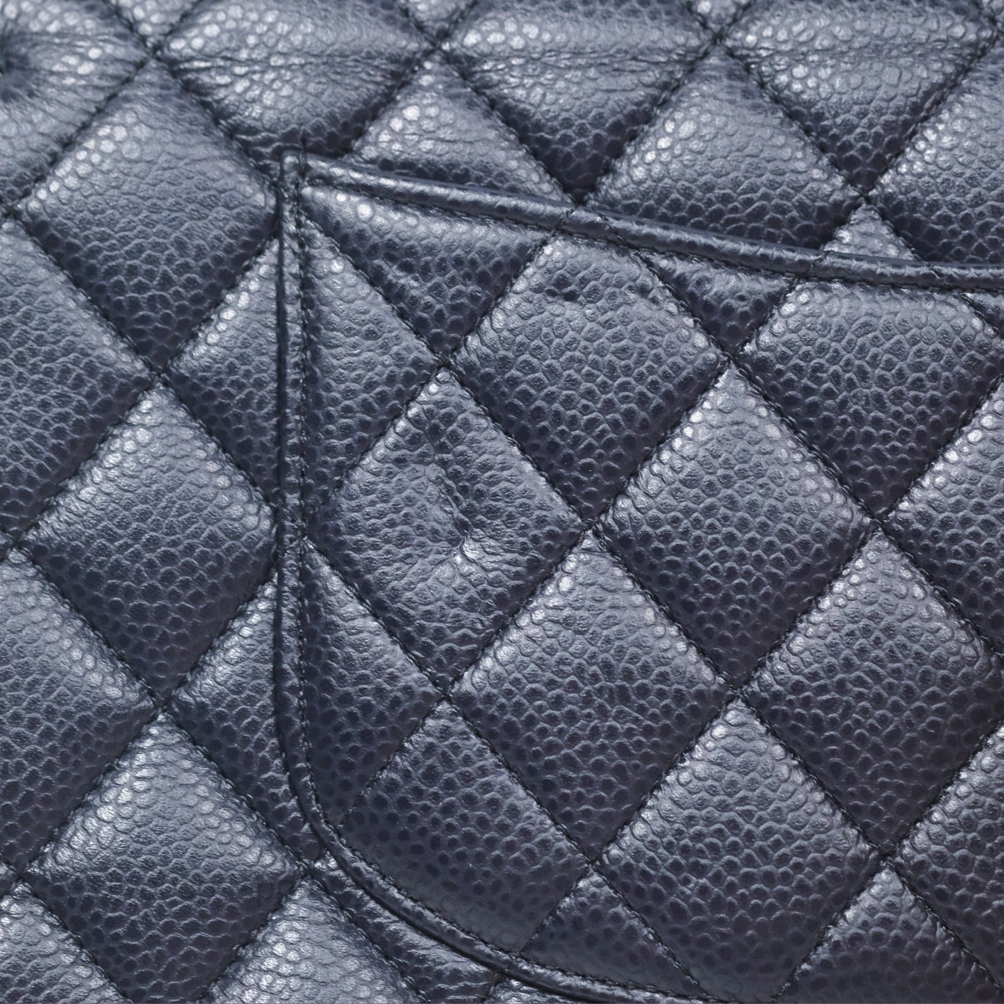 Chanel Classic M/L Medium Flap Quilted French Navy Caviar Aged Gold Hardware