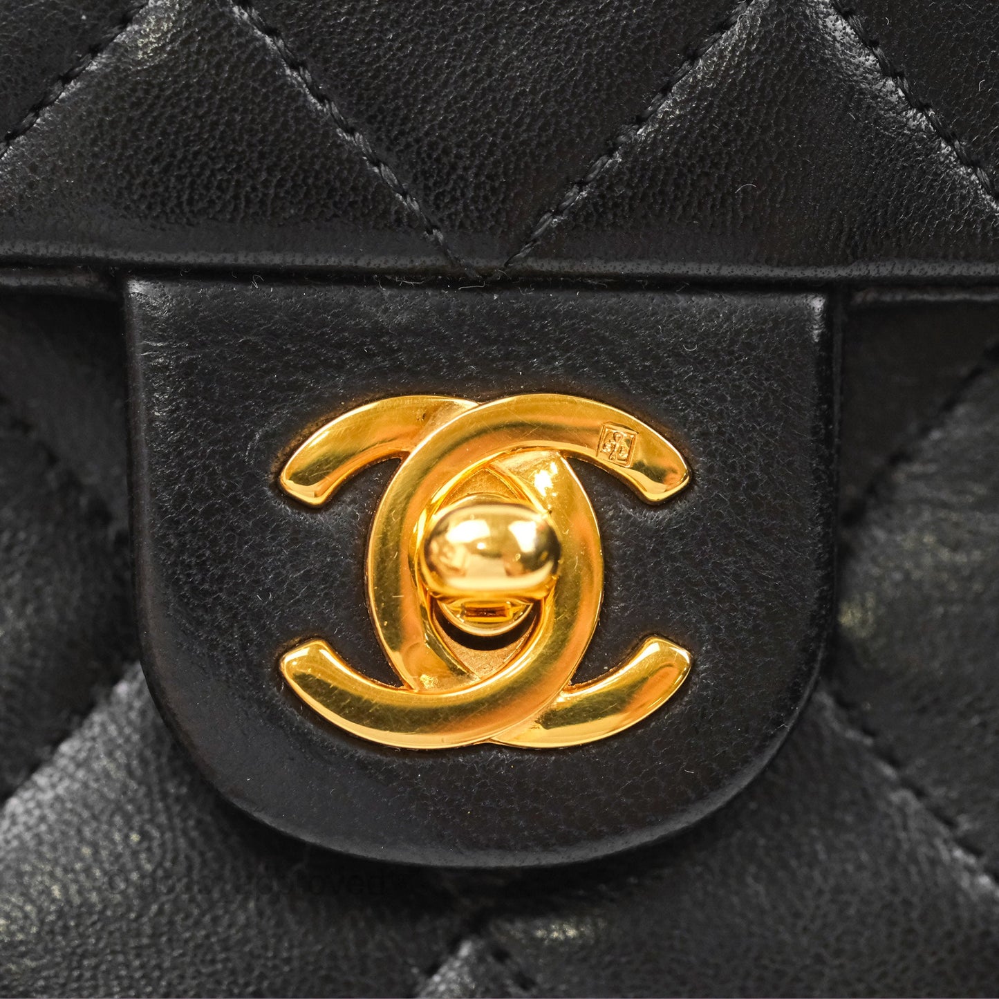 Chanel Vintage Square Flap Bag Black Lambskin 24K Gold Hardware
