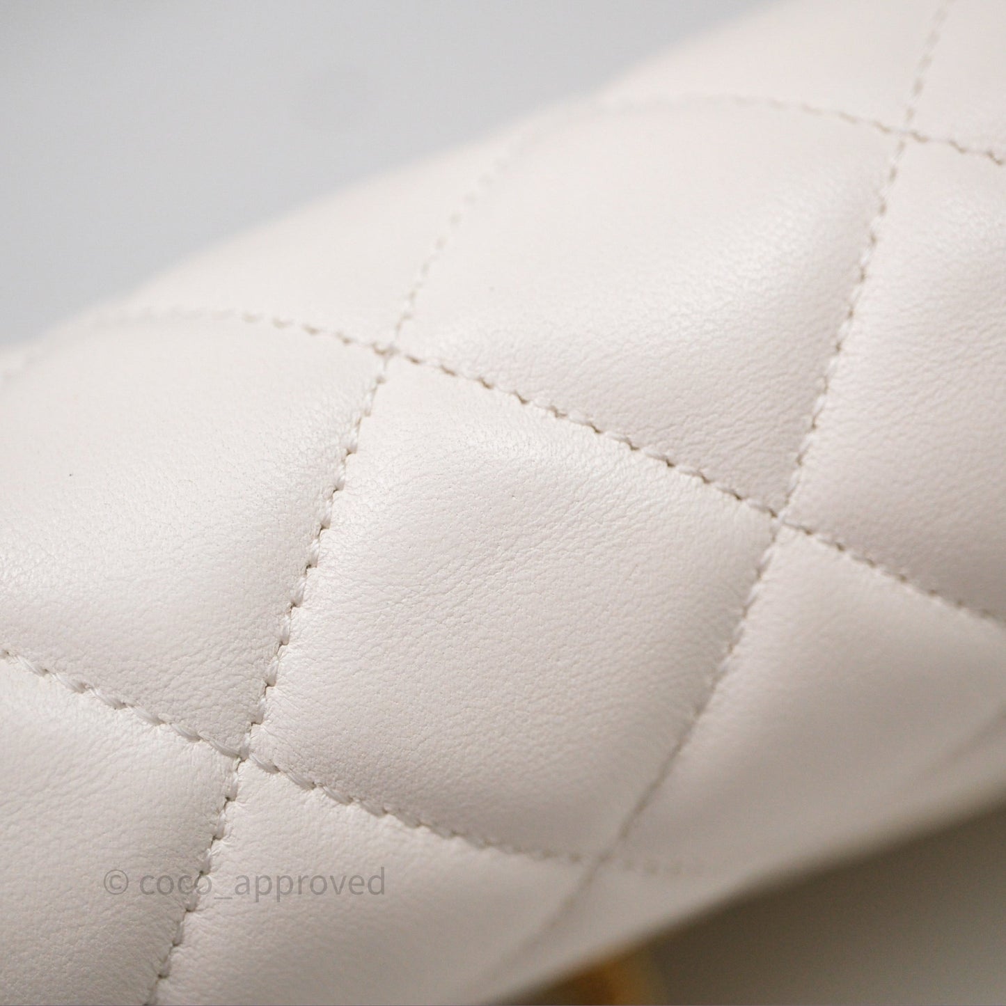 Chanel Flap Bag with Pearl Chain Ivory White Aged Gold Hardware 25P