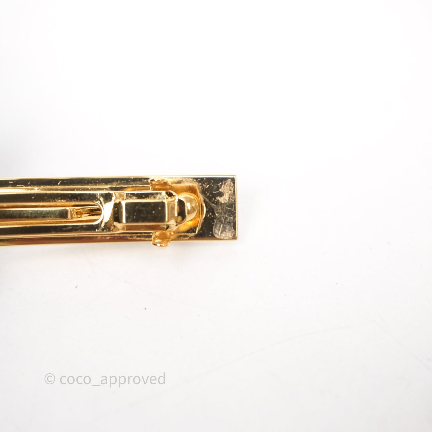 Fendi FF Hair Clip White Gold Tone