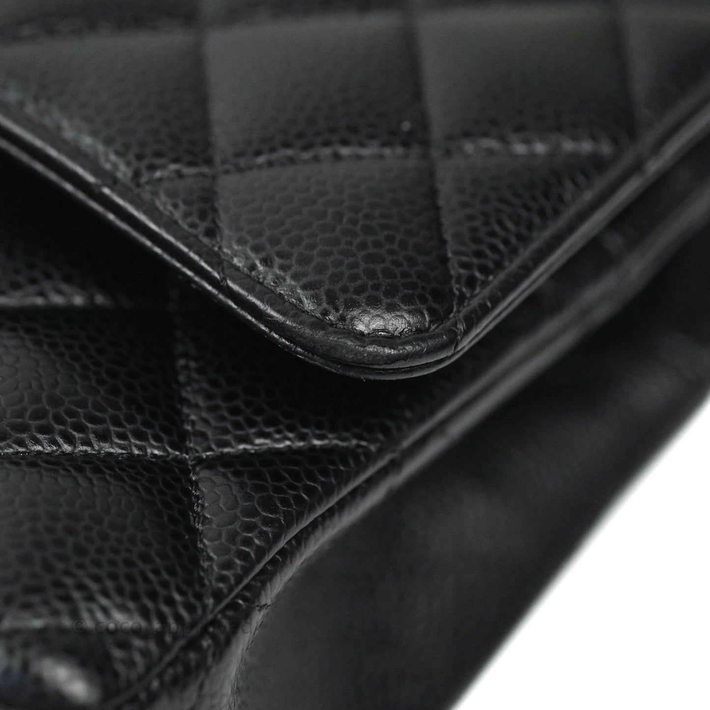Chanel Classic M/L Medium Double Flap Bag Black Caviar Silver Hardware