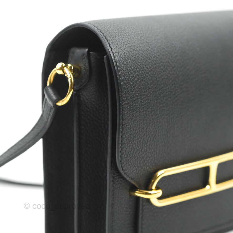 Hermès Roulis Mini 18 Black Clemence Gold Hardware