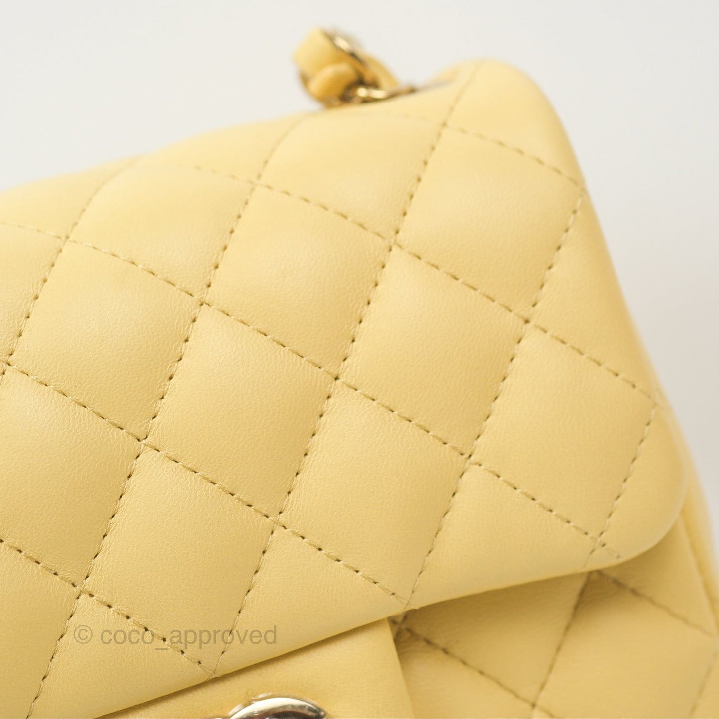 Chanel Quilted Mini Square Yellow Lambskin Gold Hardware