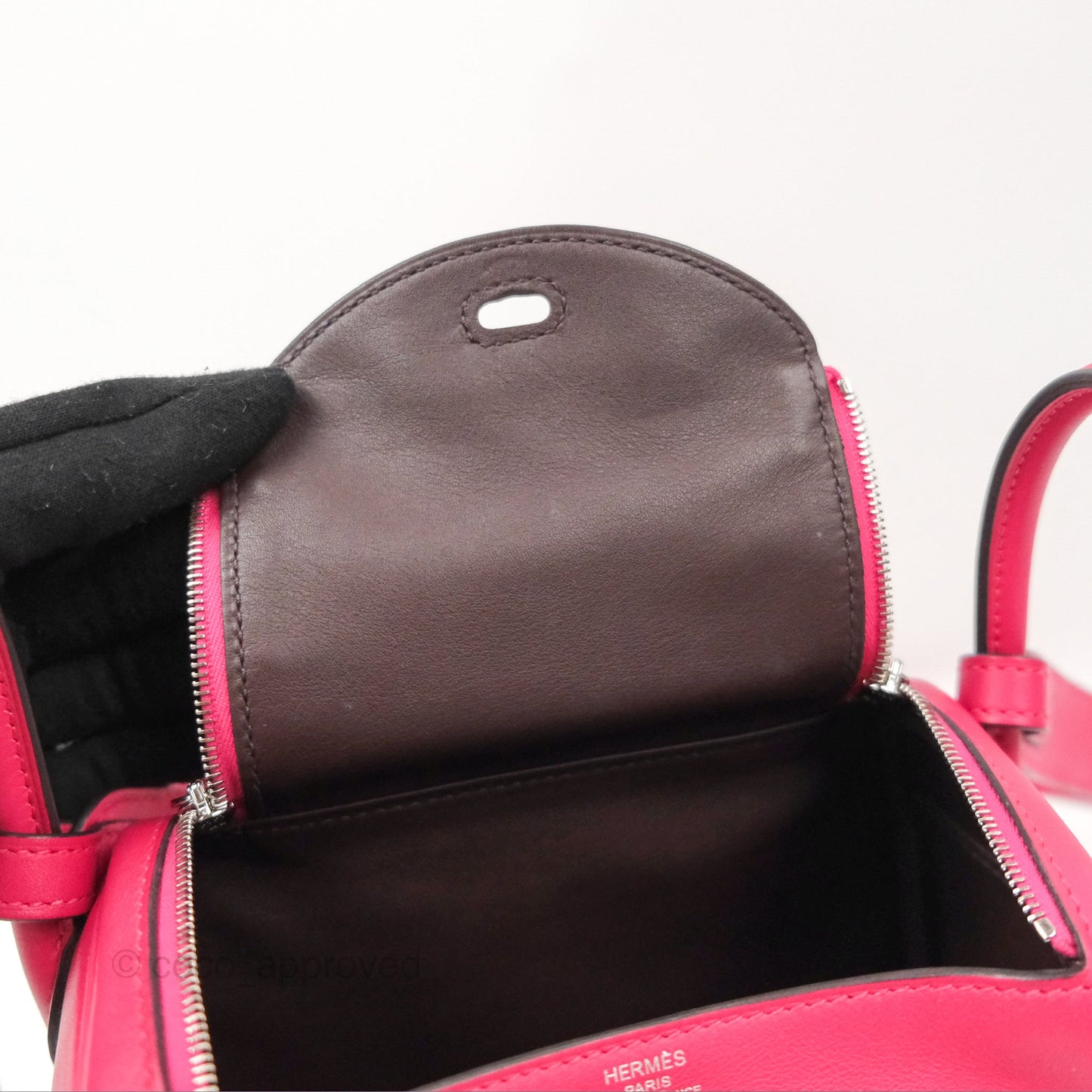 Hermès Mini Lindy 20 Framboise / Rouge Sellier Swift Palladium Hardware