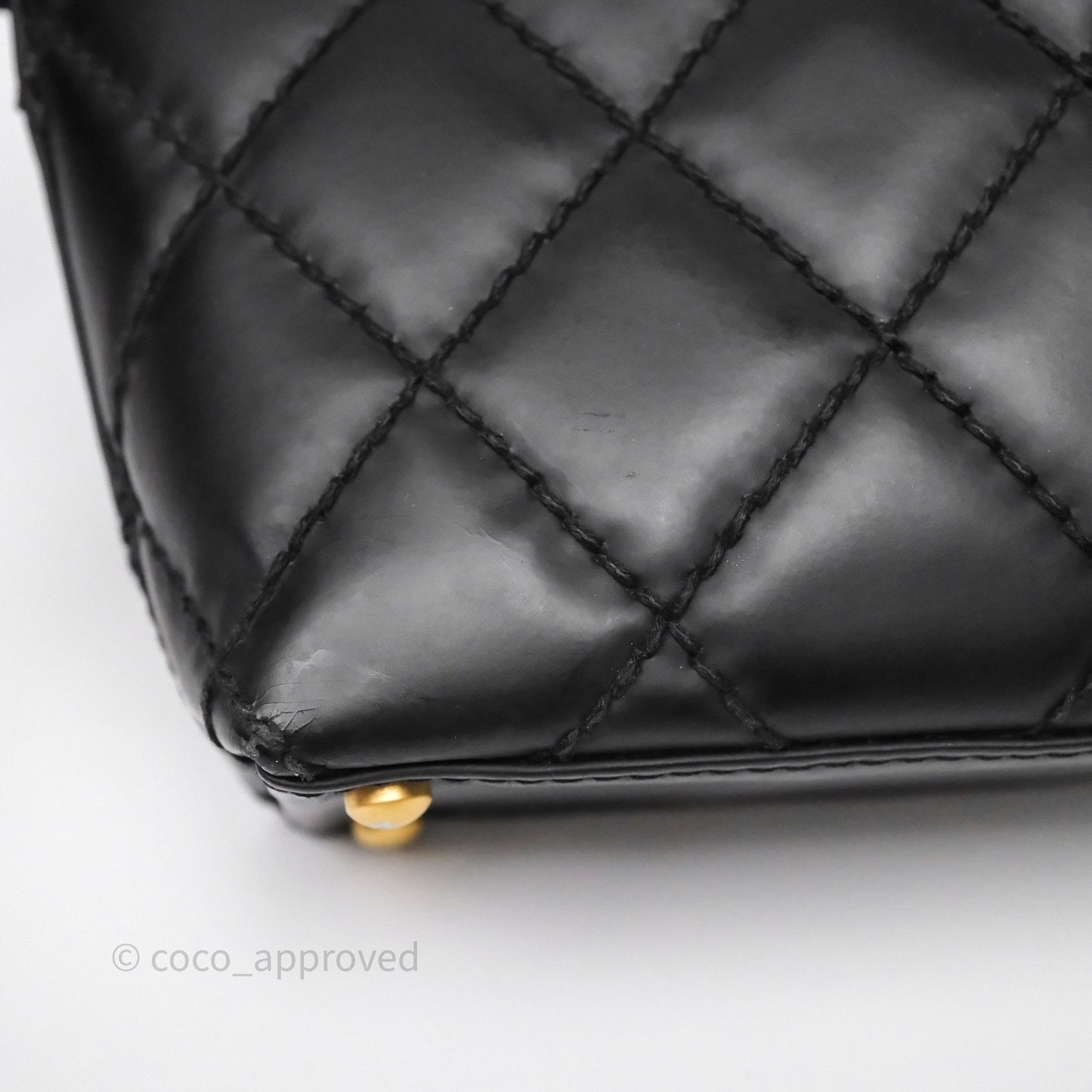 Chanel Vintage Quilted CC Tote Bag Matte Black Calfskin Gold Hardware