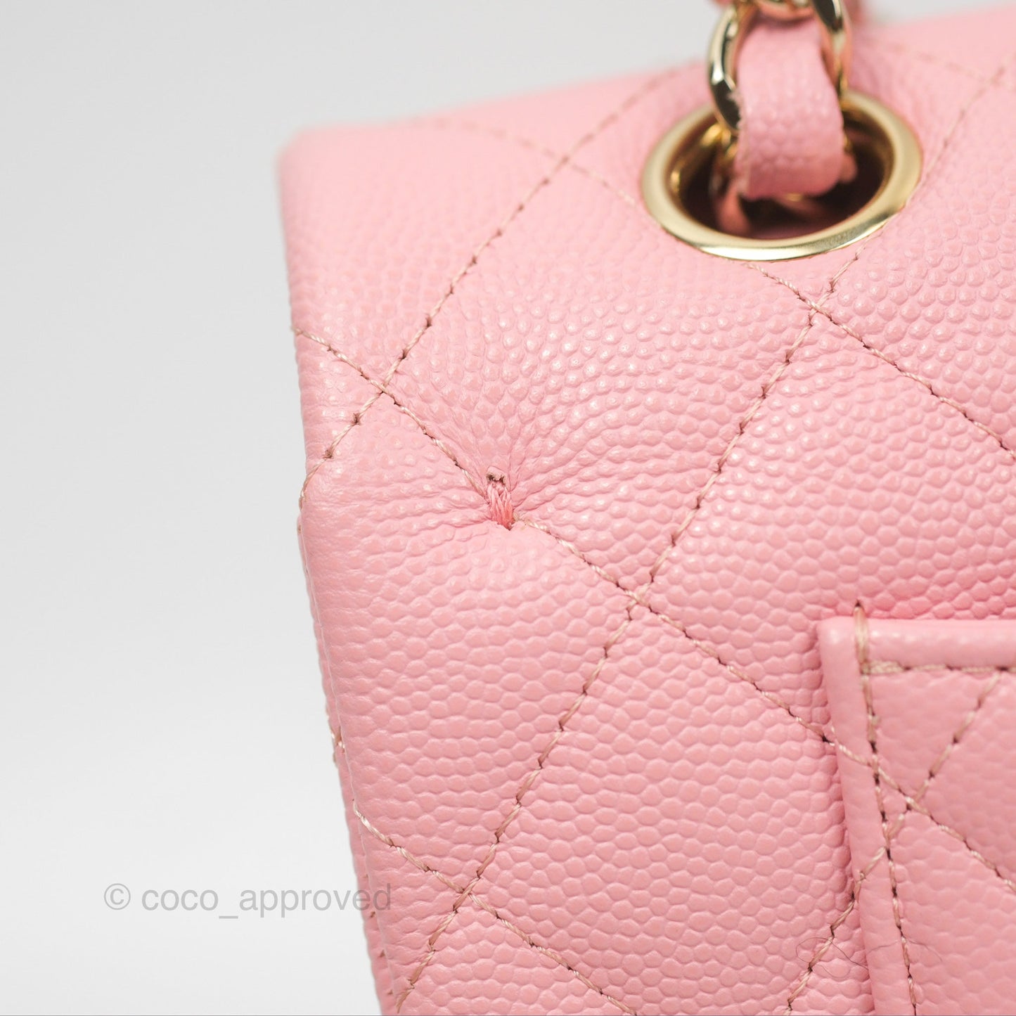 Chanel Small Classic Quilted Flap Sakura Pink Caviar Gold Hardware 22C