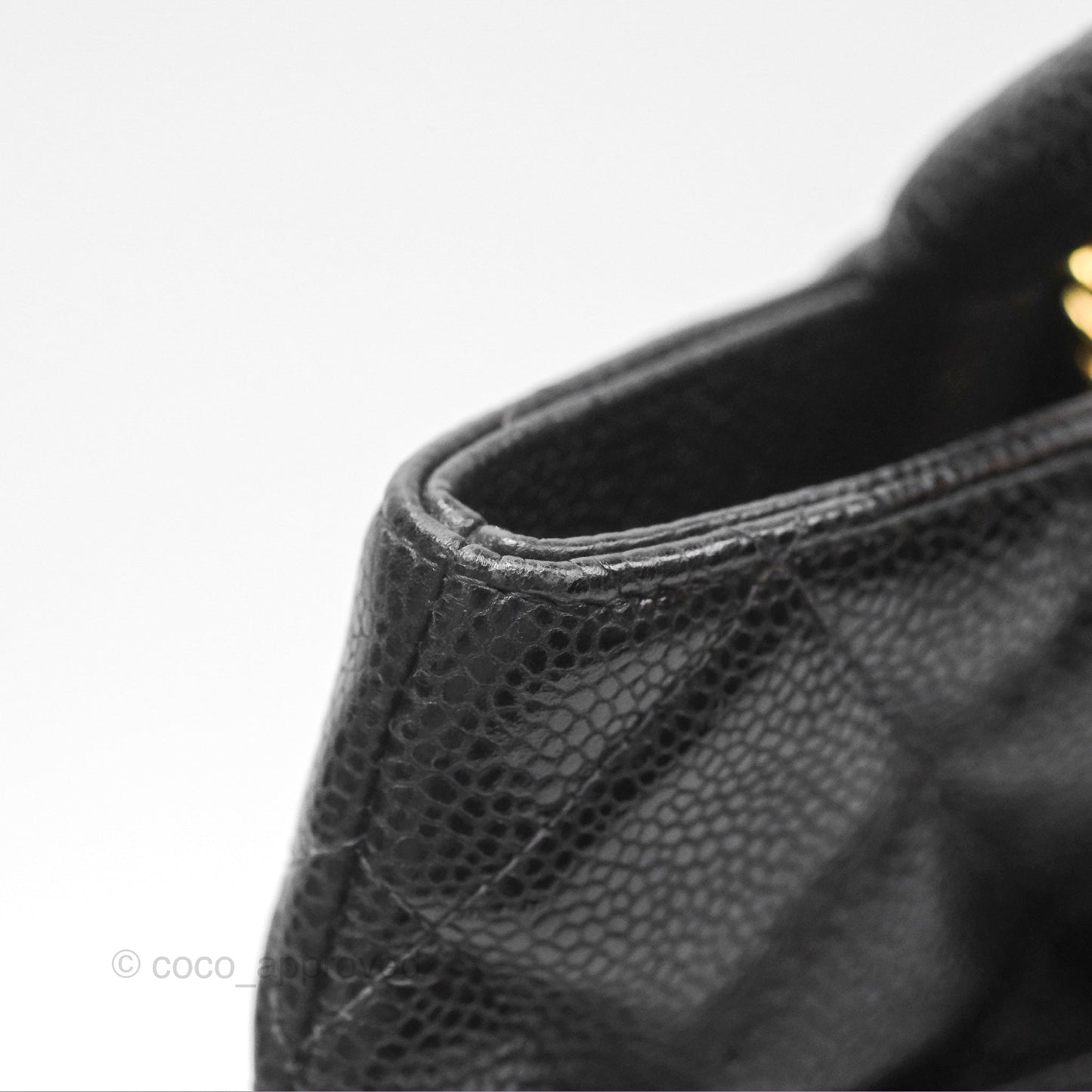 Chanel Vintage Medallion CC Black Caviar Tote Bag Gold Hardware