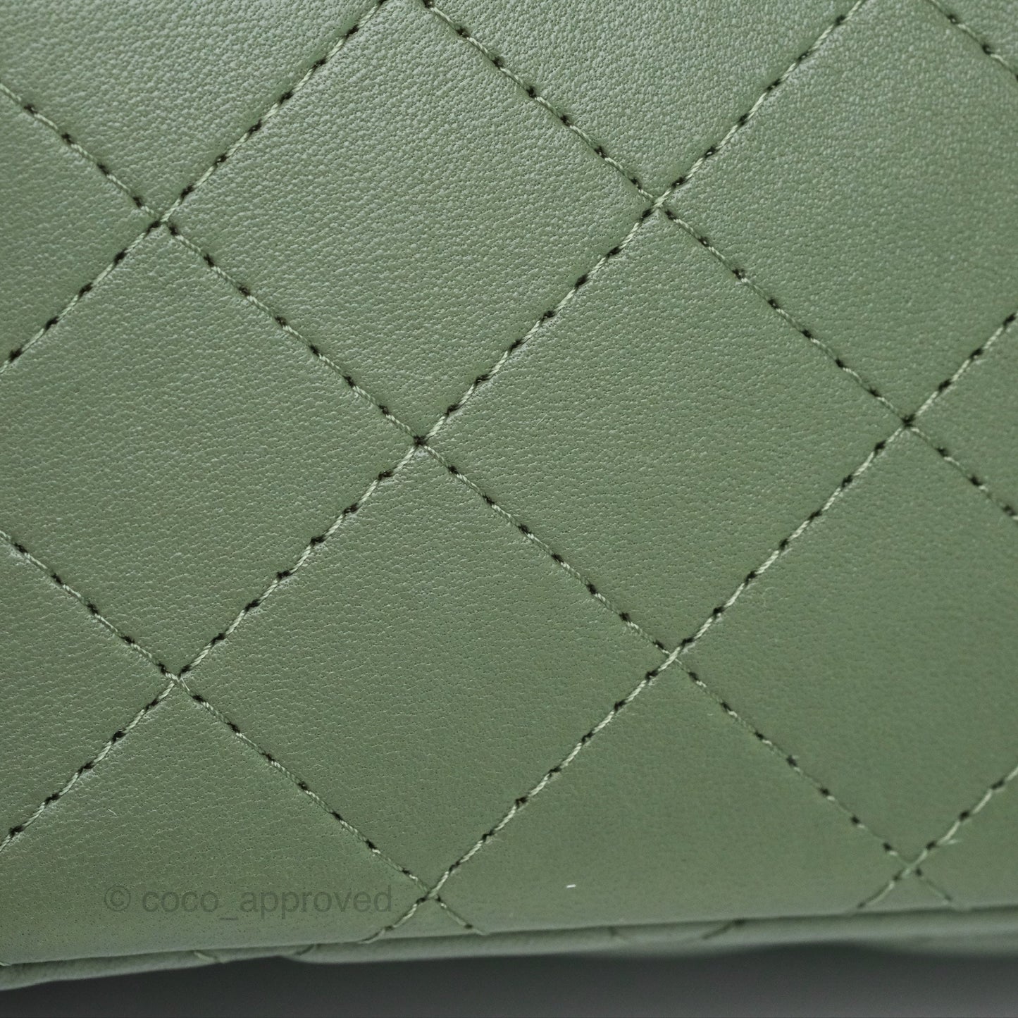 Chanel Mini Square Flap Quilted Olive Green Lambskin Gold Hardware