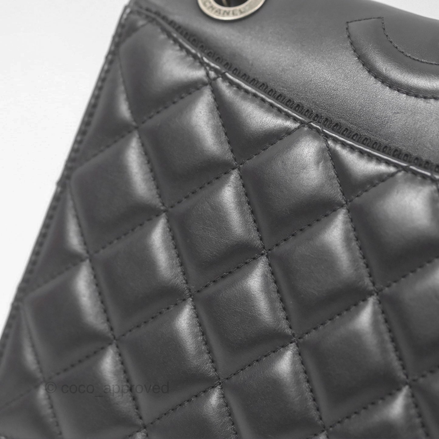 Chanel Quilted Ballerina Small Flap Bag Black Lambskin Ruthenium Hardware