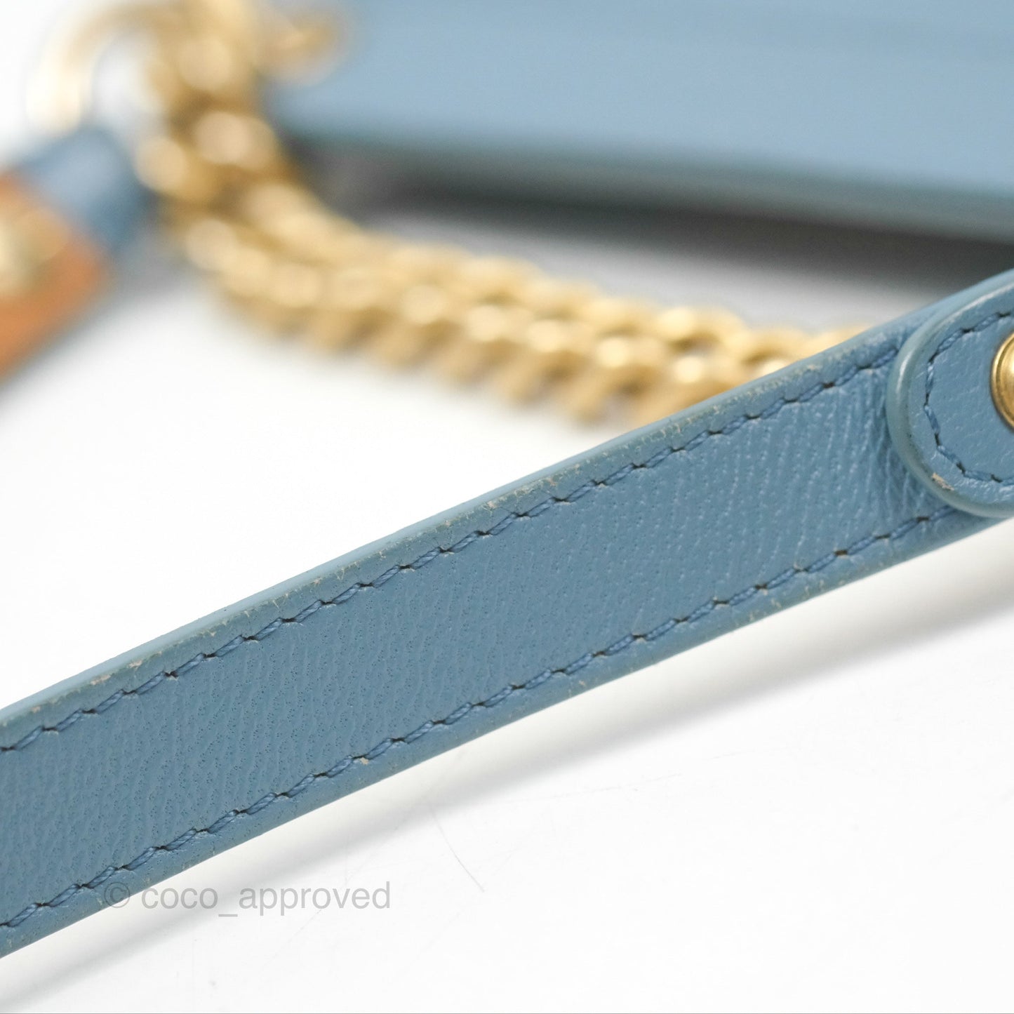 Chanel Curved Flap Bag Blue Lambskin Aged Gold Hardware
