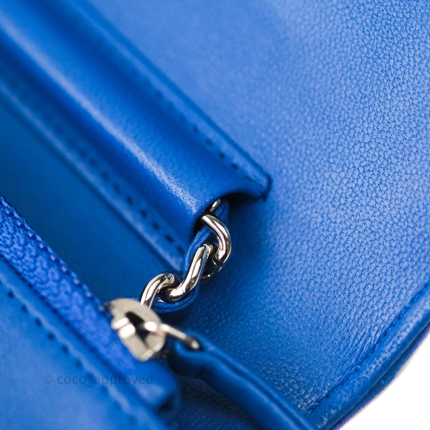 Chanel Quilted Wallet on Chain WOC Blue Lambskin Silver Hardware