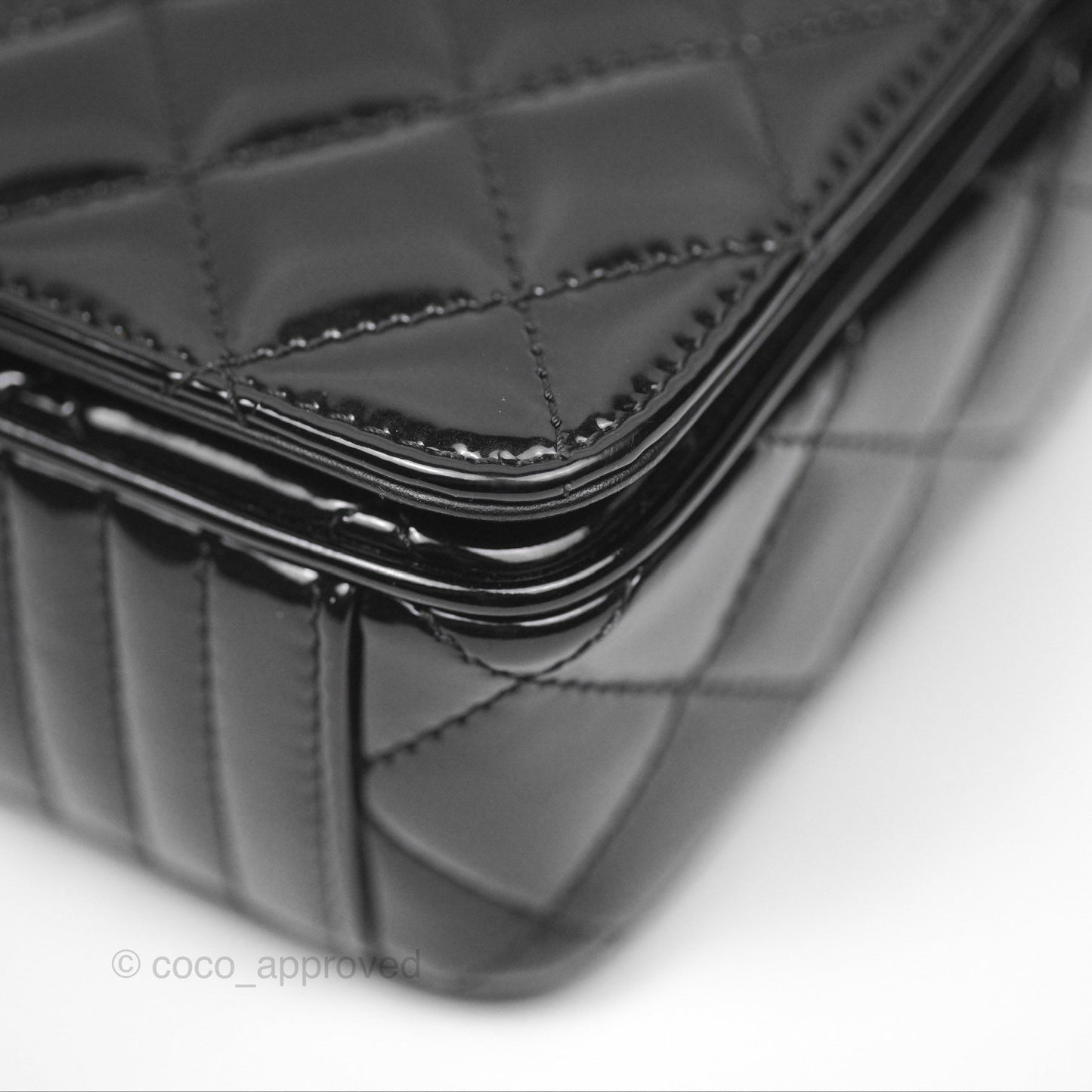 Chanel Small Flap Coco Boy Black Patent Silver Hardware