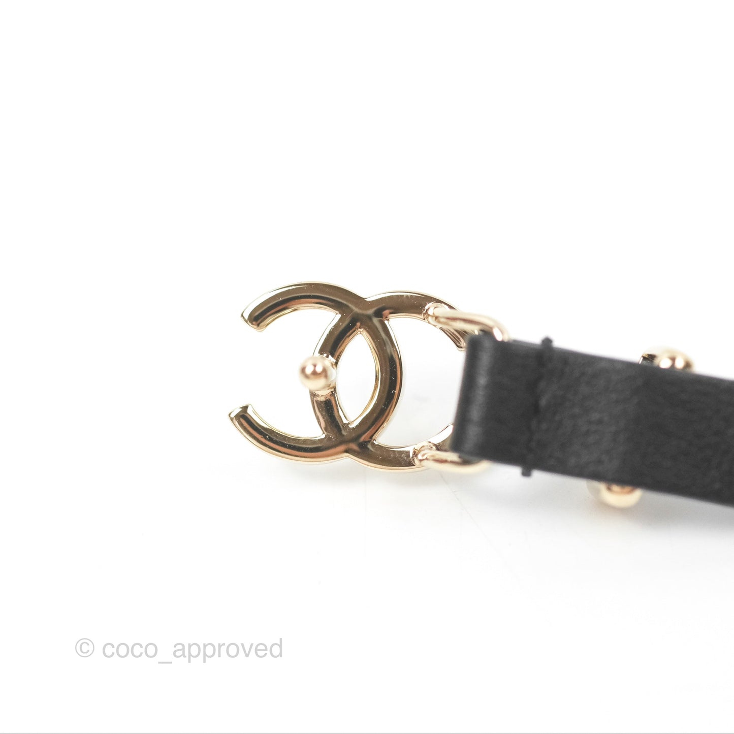 Chanel CC Leather Chain Belt Black Gold Tone 22S