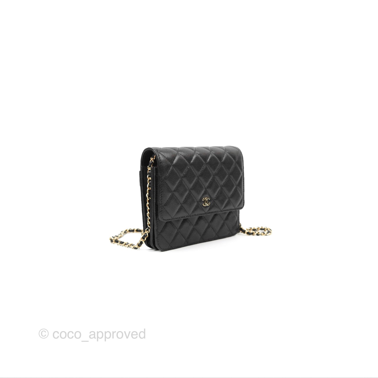 Chanel Square Flap WOC Black Caviar Gold Hardware