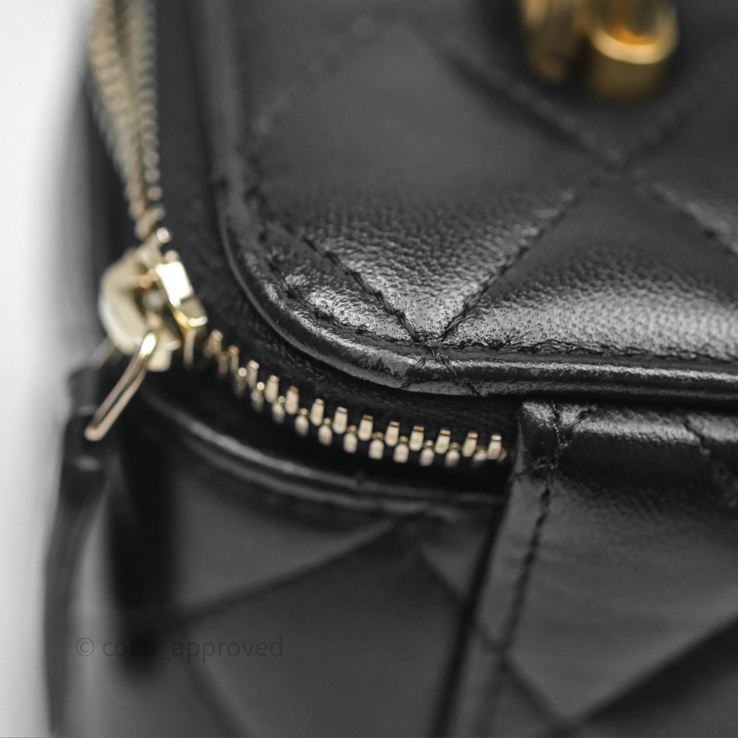 Chanel Vanity Rectangular Top Handle Black Lambskin Aged Gold Hardware