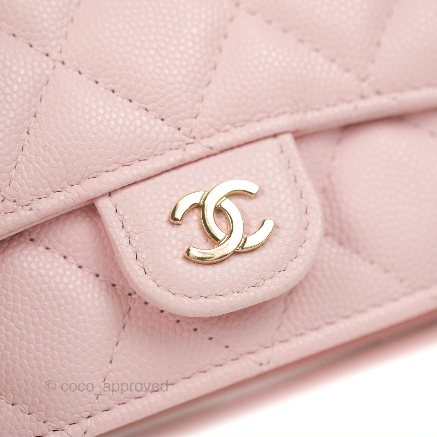 Chanel Mini Wallet With Chain Light Pink Caviar Gold Hardware