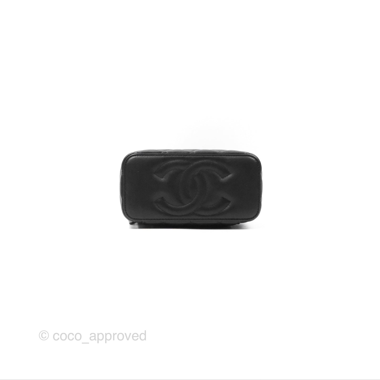 Chanel Top Handle Vanity Rectangular Black Lambskin Gold Hardware