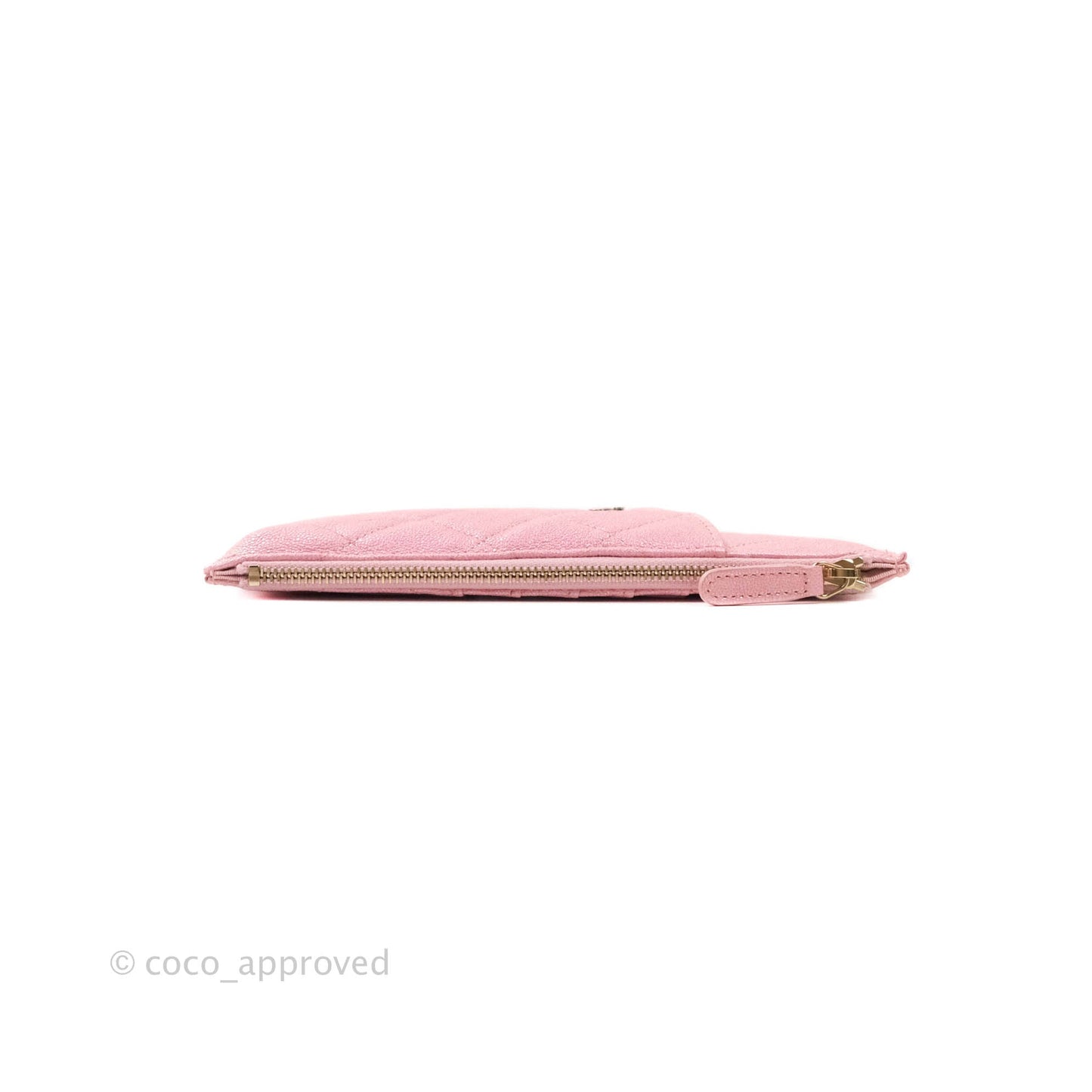 Chanel Classic Flat Iridescent Pink Caviar Wallet Pouch Gold Hardware 19S