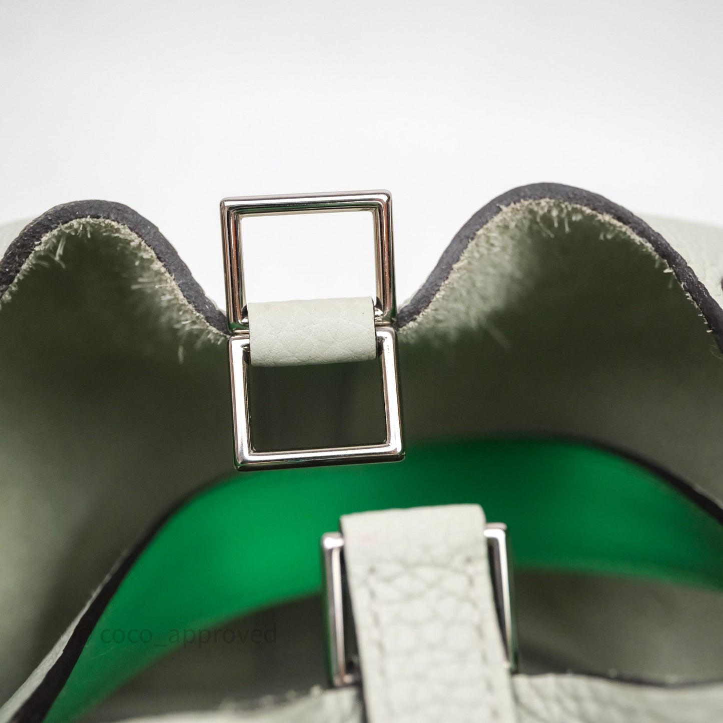 Hermes Picotin 18 Gris Neve/Vert 0V Comics Clemence Palladium Hardware