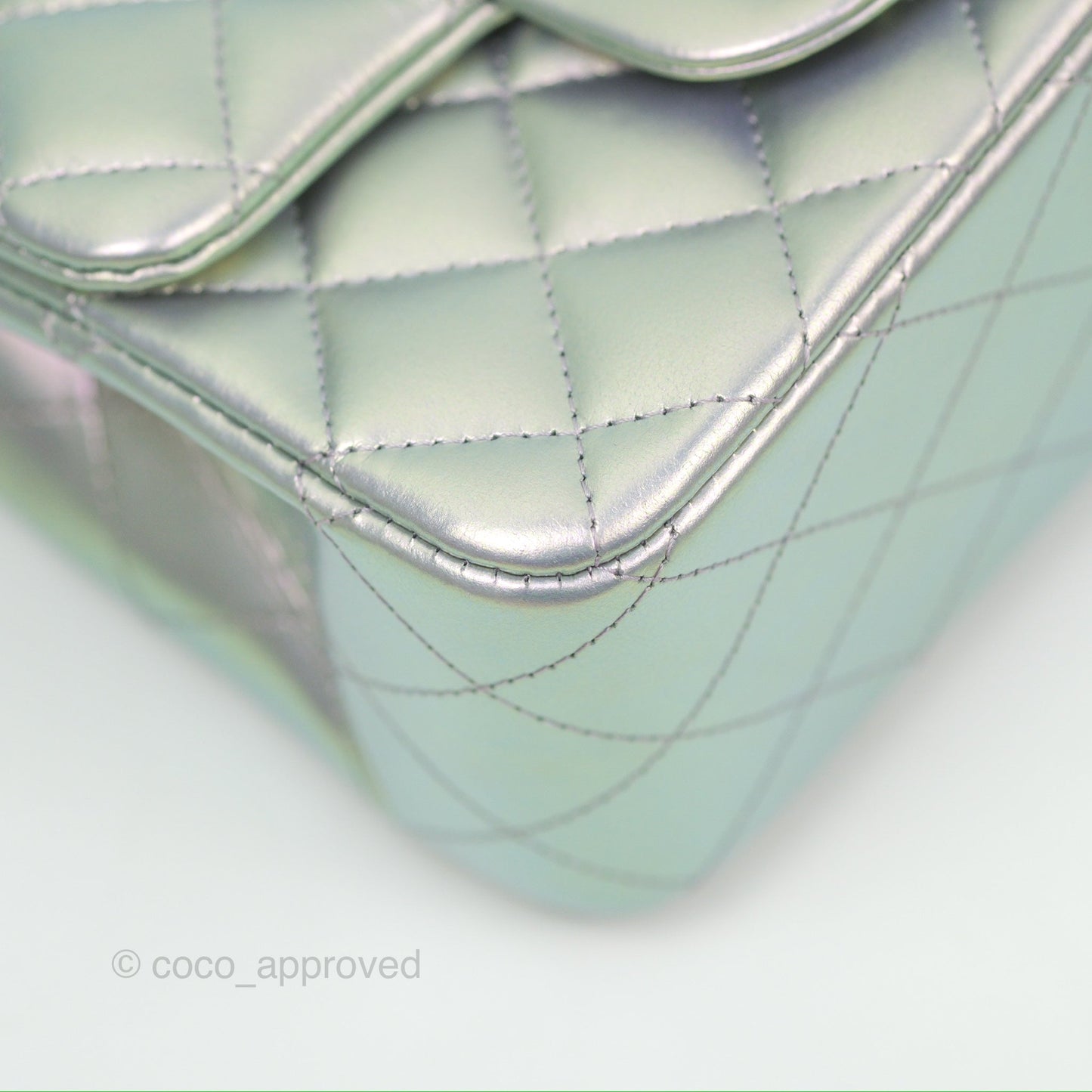 Chanel Mini Square Quilted Iridescent Lilac Silver Hardware 21K