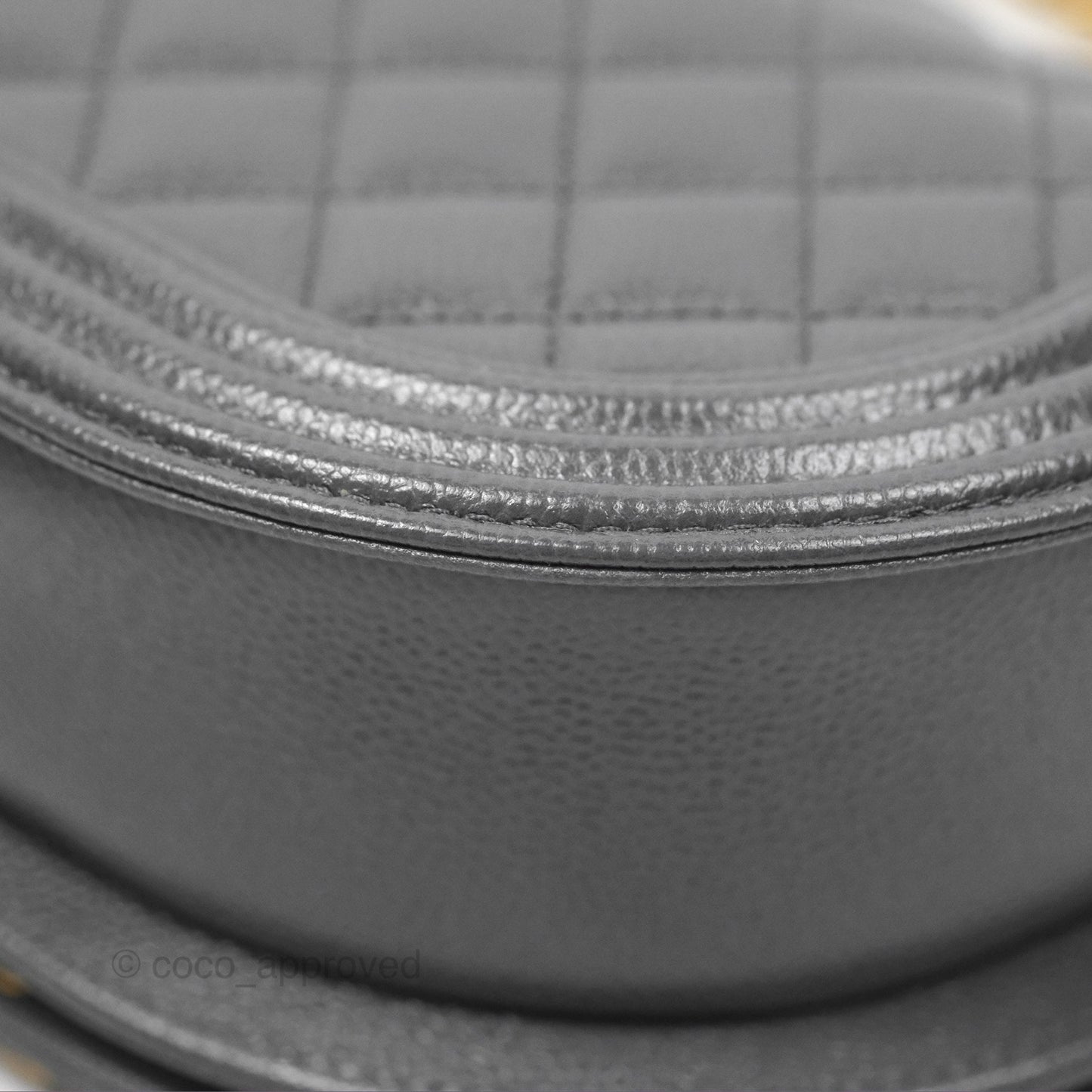Chanel Boy Messenger Bag Grey Caviar Aged Gold Hardware