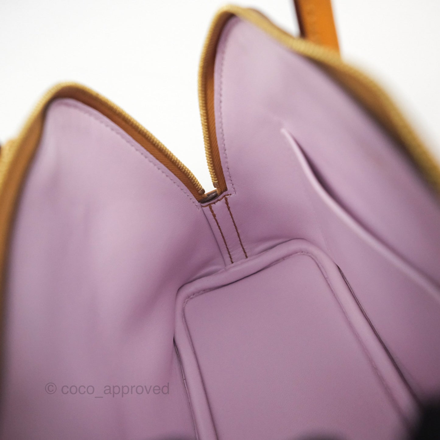 Hermès Bolide Mini 1923 Evercolor Caramel 28/ Mauve Pale 09 Gold Hardware