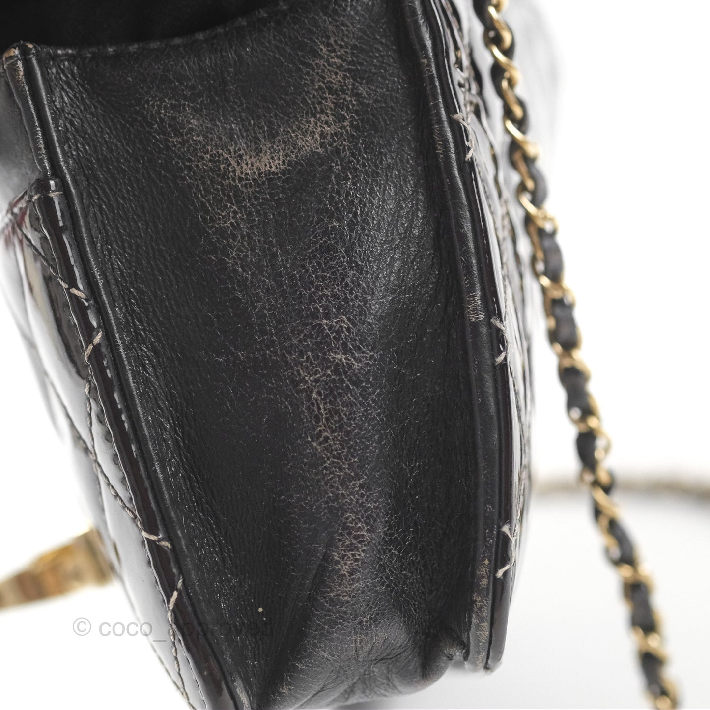 Chanel Golden Class Wallet On Chain WOC Black Patent Gold Hardware