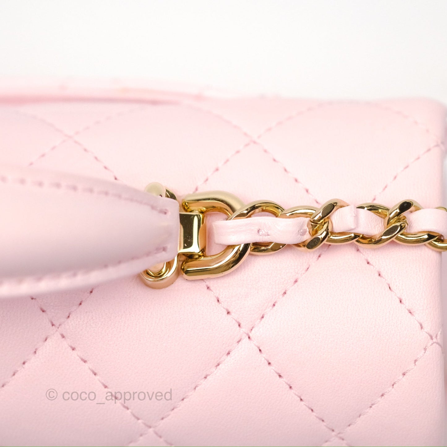 Chanel Top Handle Mini Rectangular Flap Bag Light Pink Lambskin Gold Hardware