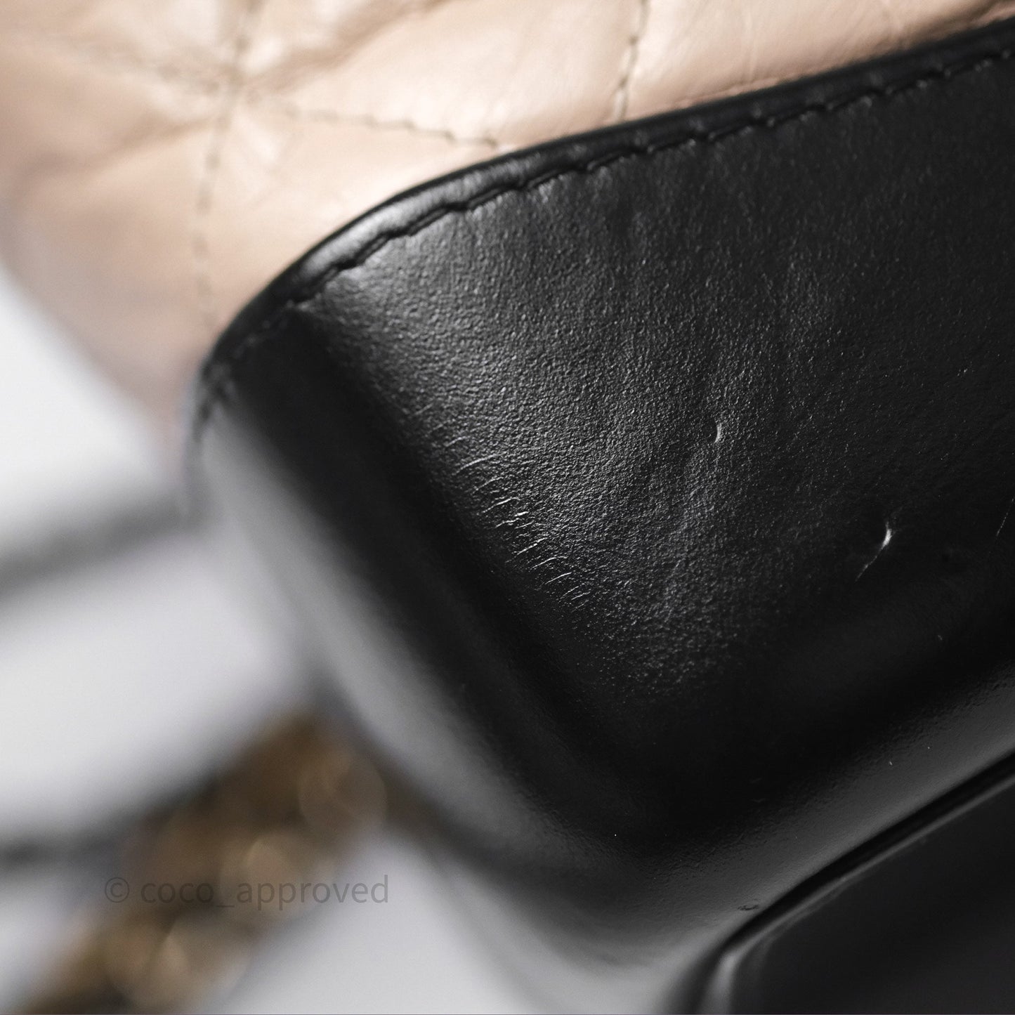Chanel Small Gabrielle Backpack Beige Black Aged Calfskin