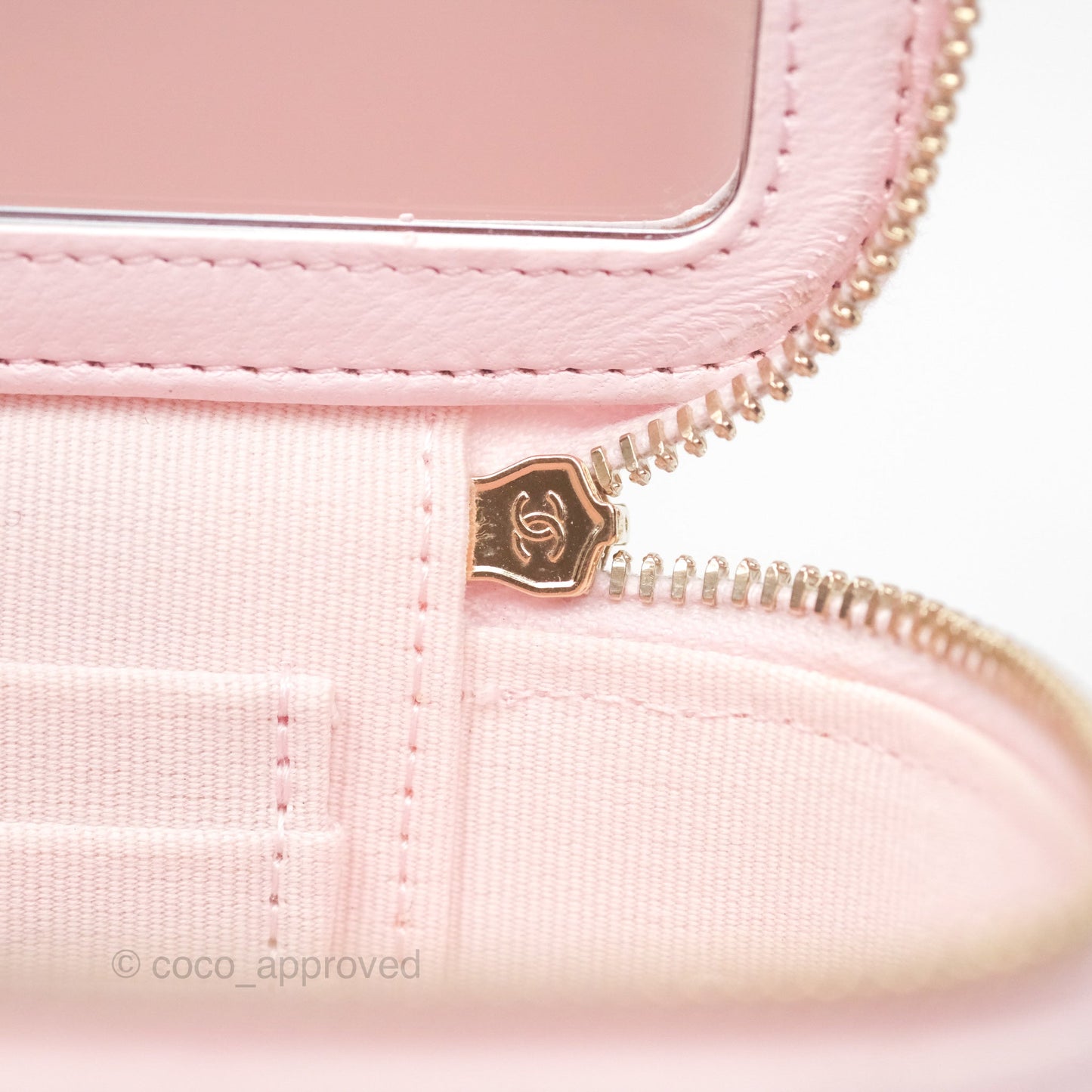 Chanel Vanity Rectangular Top Handle Light Pink Lambskin Gold Hardware