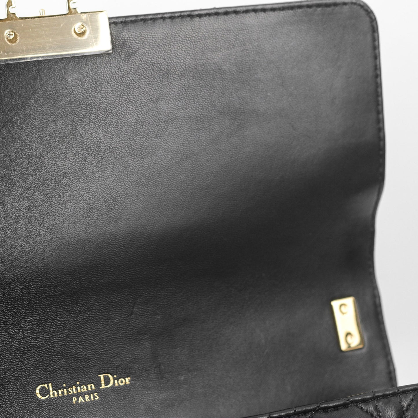 Chanel Medium Miss Dior Flap Bag Black Cannage Lambskin Gold Hardware