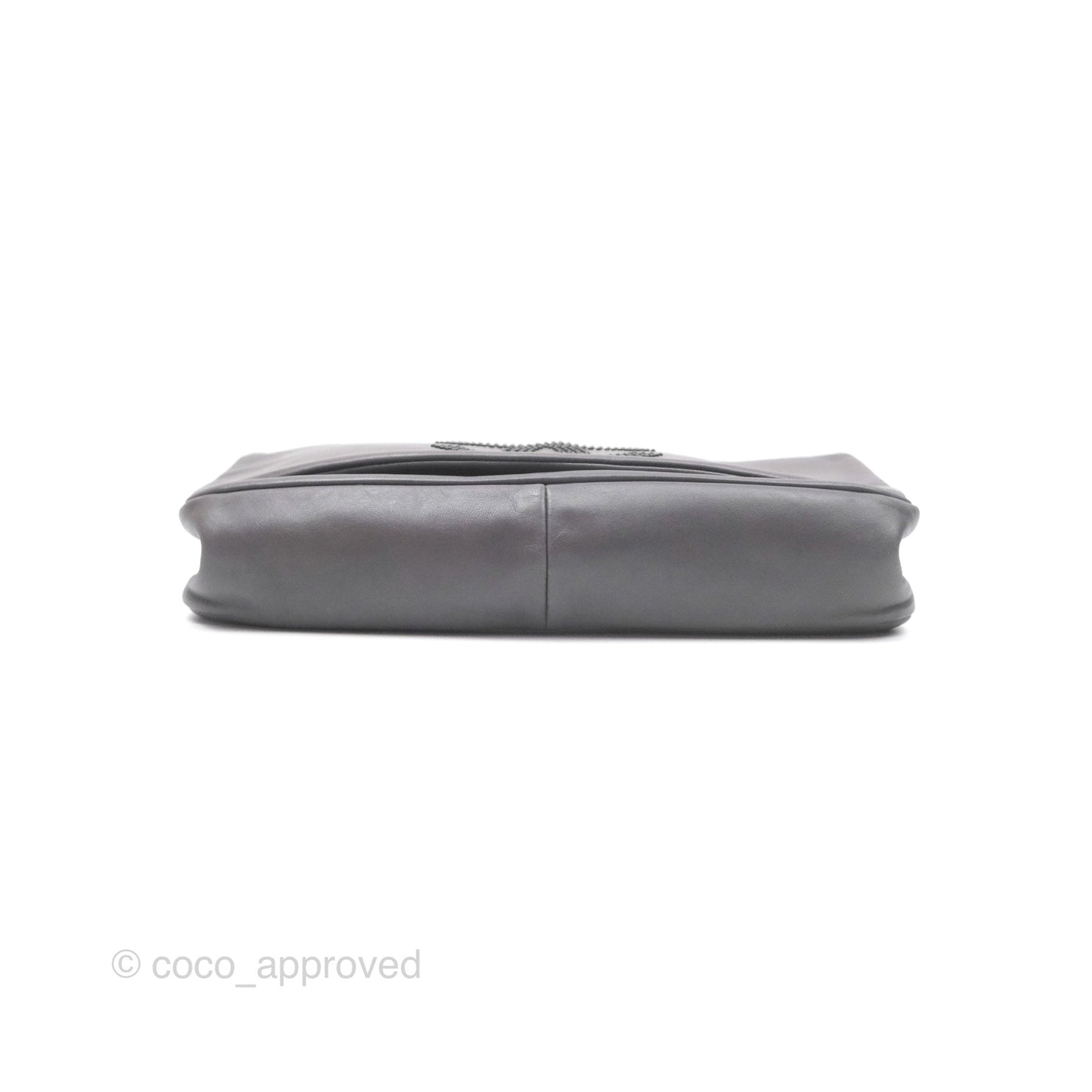 Chanel Studded CC East West Flap Shoulder Bag Lambskin Dark Grey