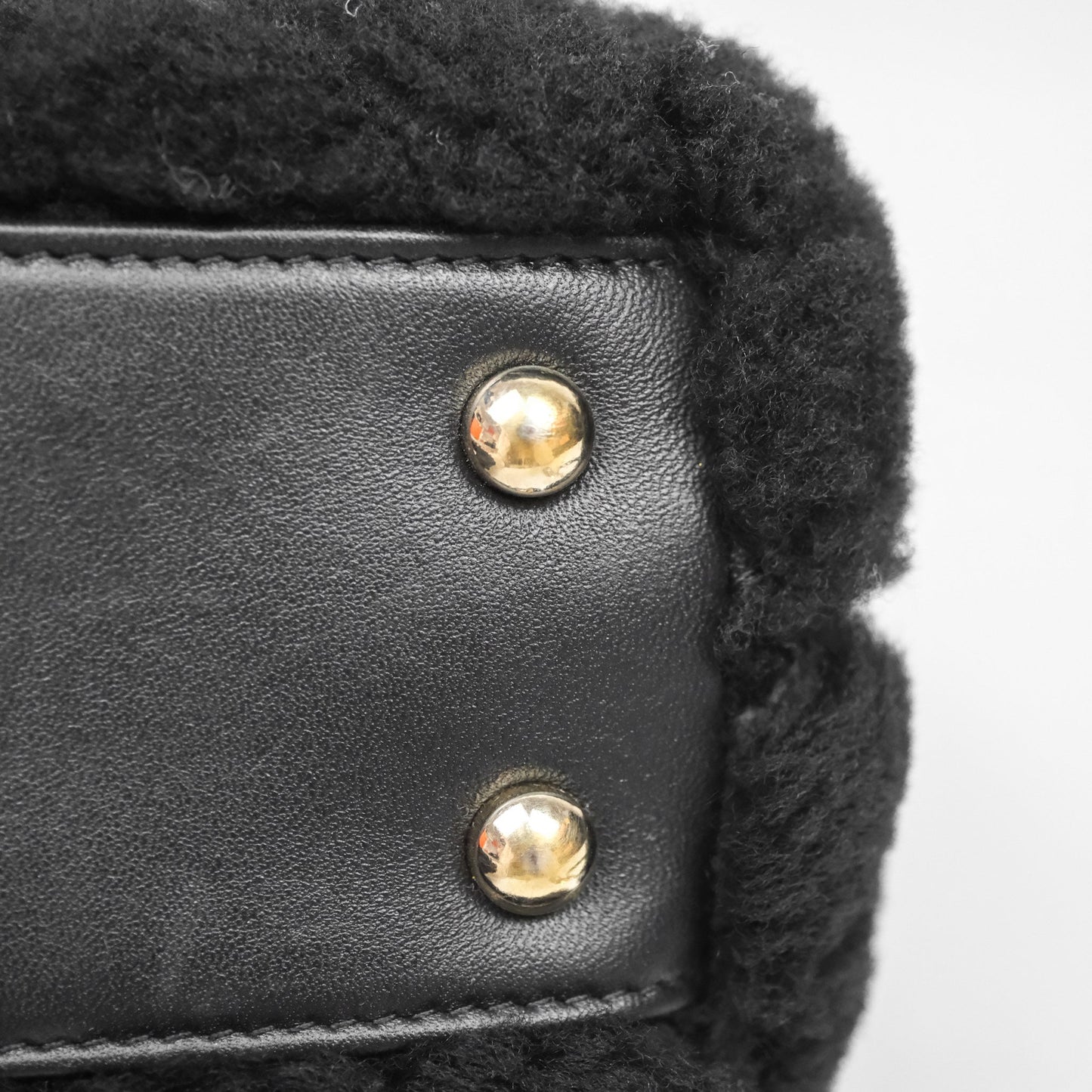 Chanel Small Coco Handle Shearling Black Gold Hardware