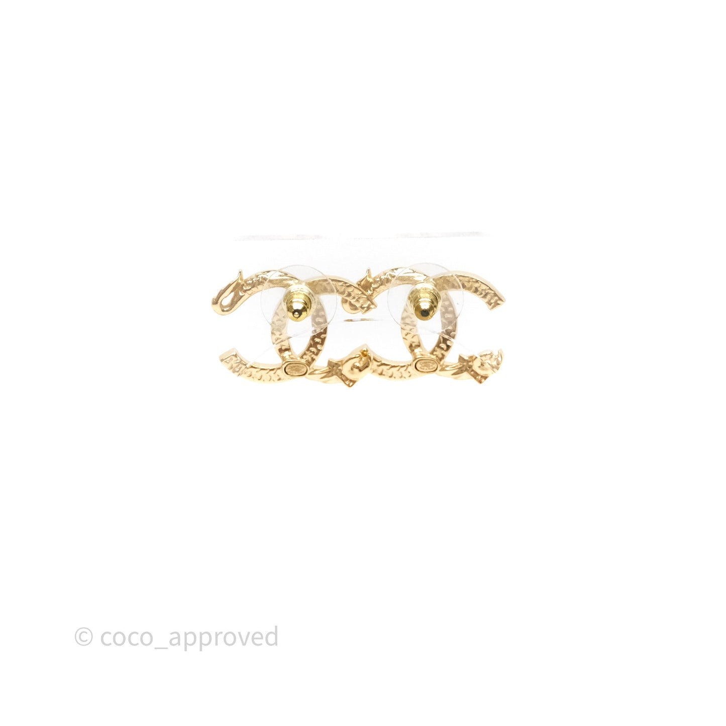 Chanel CC Crystals Earrings Gold Tone 23C