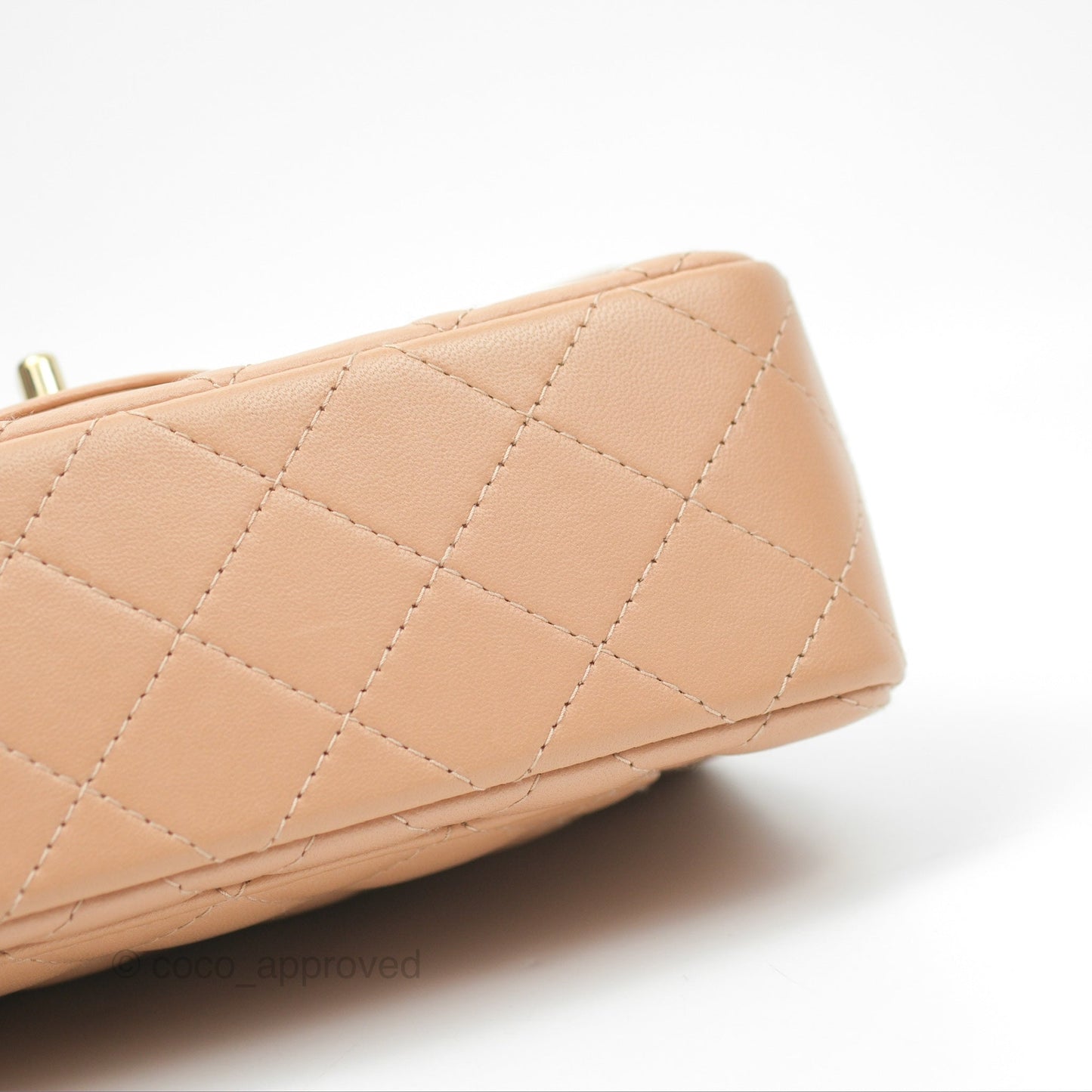 Chanel Quilted Mini Rectangular Beige Lambskin Gold Hardware