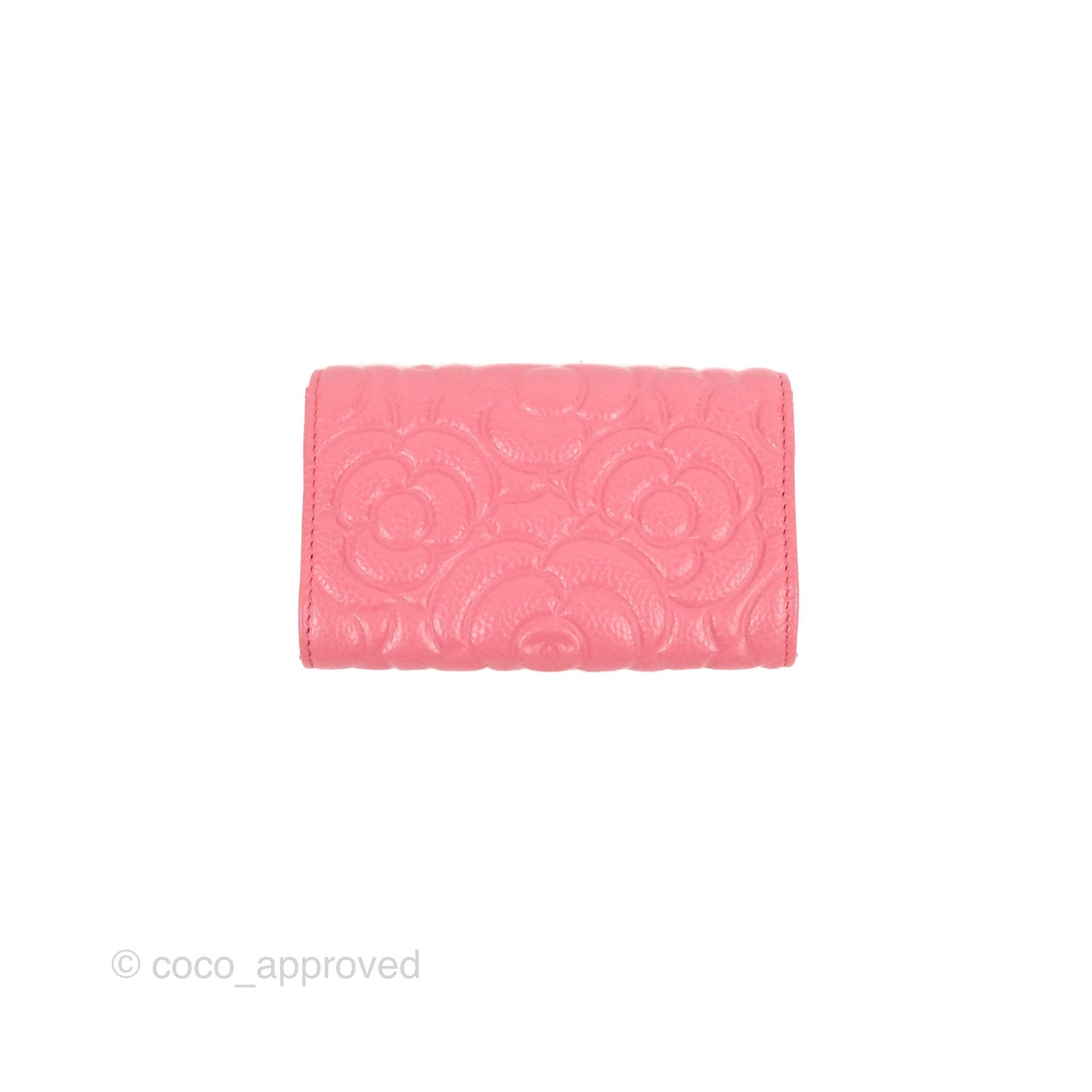 Chanel Camellia Card Holder Pink Caviar Gold Hardware