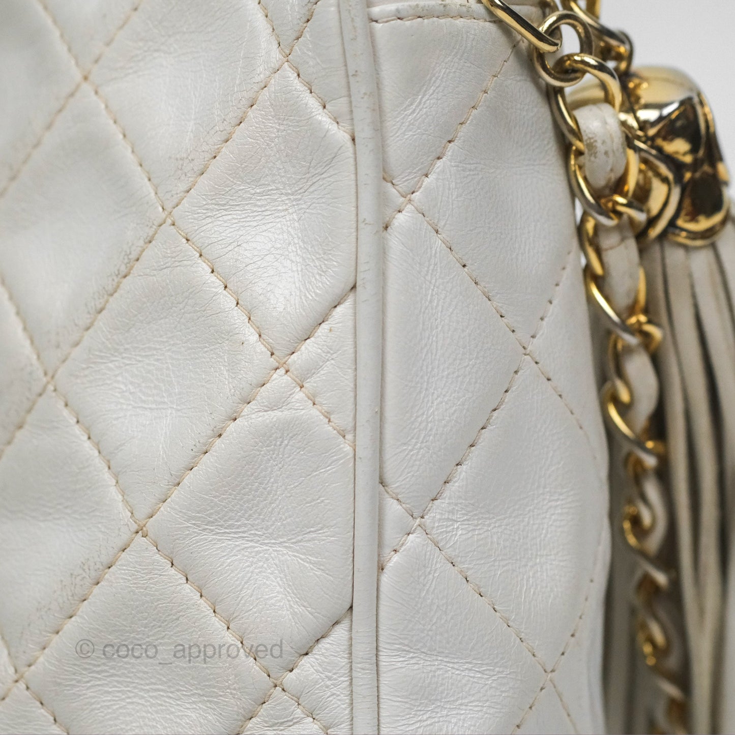 Chanel Vintage Small Camera Bag White Lambskin Gold Hardware