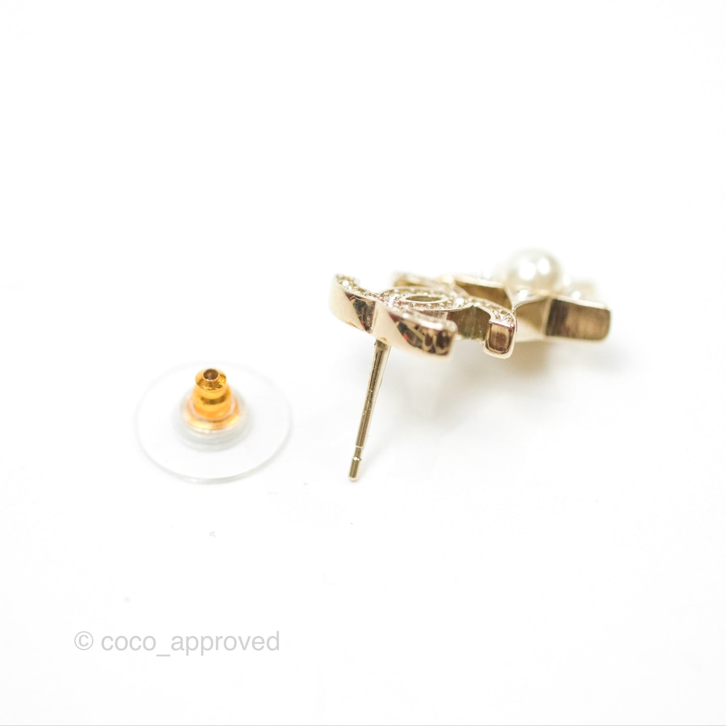 Chanel Crystal CC Star & Heart Pearl Earrings Gold Tone 19B