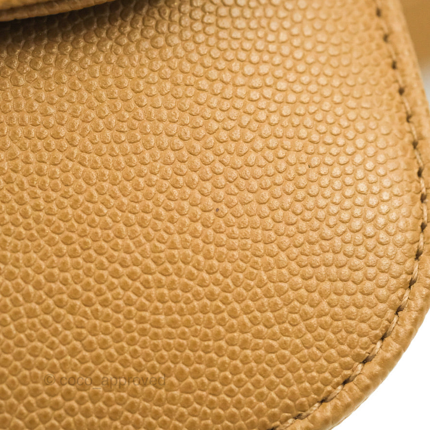Chanel Mini Messenger Bag Beige Caviar Gold Hardware 21K
