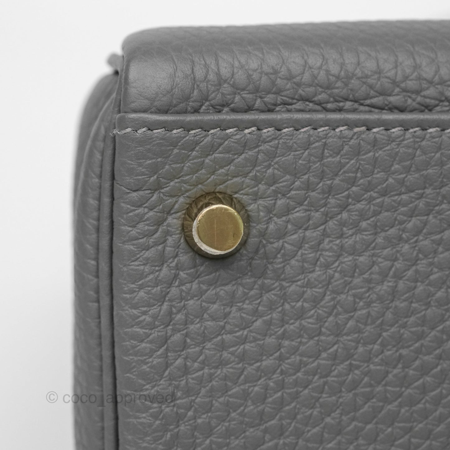 Hermès Kelly 28 Retourne Gris Meyer 0L Clemence Gold Hardware