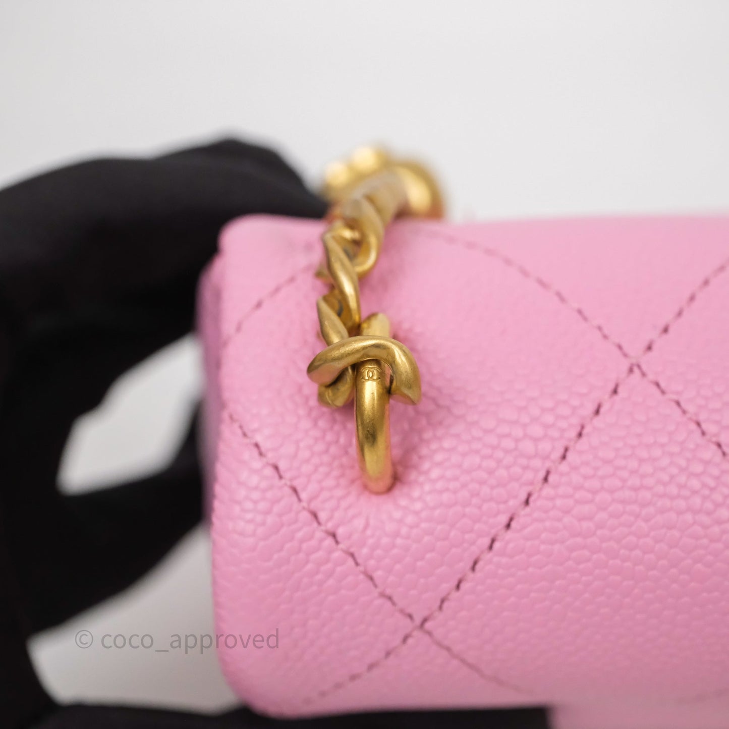 Chanel Heart Crush Mini Flap Bag Pink Caviar Aged Gold Hardware